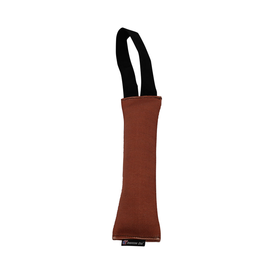 Amber colored Fire Hose with black handle.
