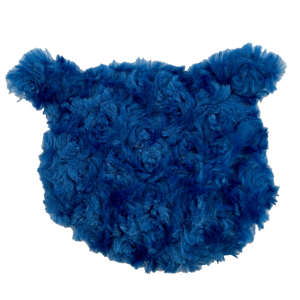 back of pig head blue fuzzy fleece