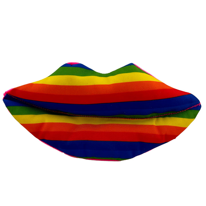 Rainbow striped Big Lips shaped dog toy