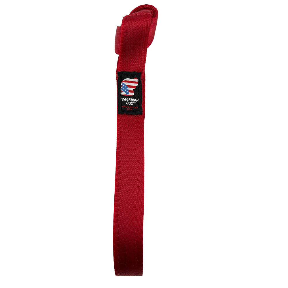 Red seatbelt knotted tie shape