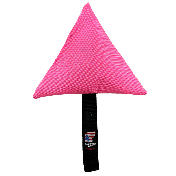 Pink triangle shape with black web handle