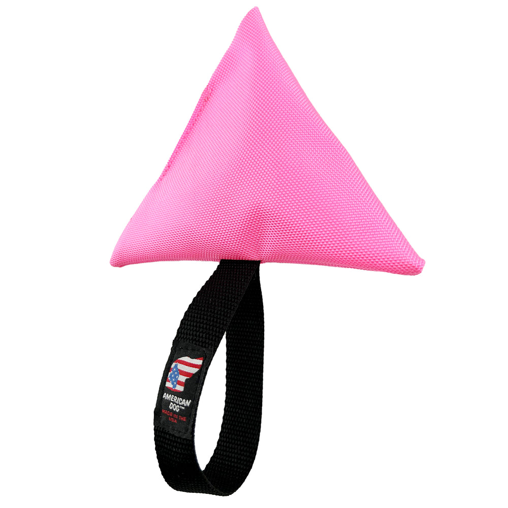 Pink triangle shape with black web handle